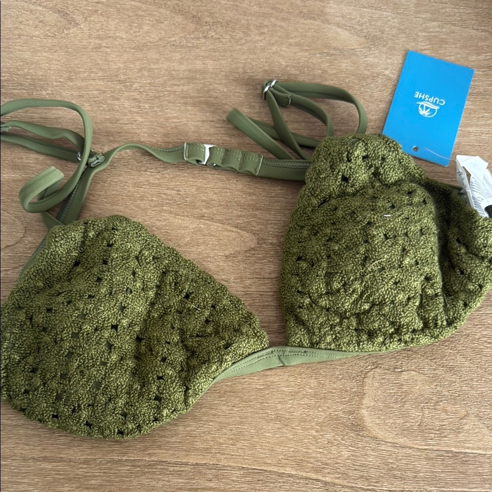 Olive Green Crochet Bikini Top